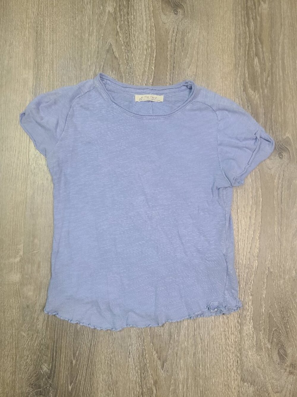 We The Free Free People Periwinkle Blue Raw Edge Short Sleeve T-Shirt Size M